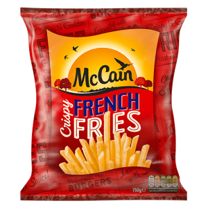 mccain fries french chips crispy oven frozen calories thin potato nutrition