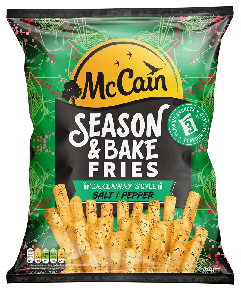 Season and Bake Fries Salt & Pepper Pack Shot