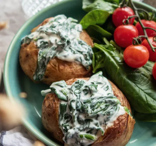 Creamy Spinach Loaded Jacket Potato