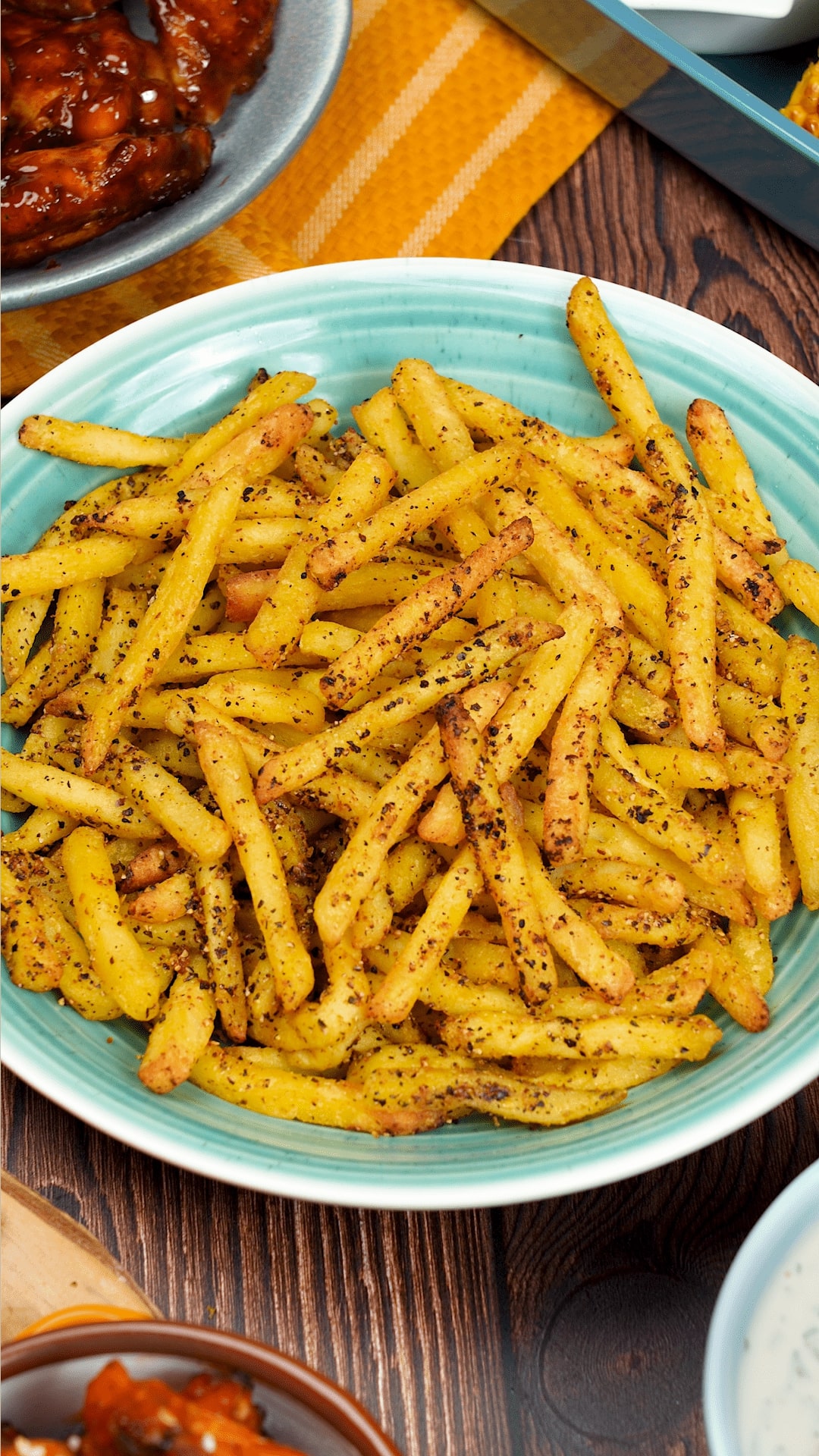 Lemon Pepper Fries with Homemade Ranch Dipping Sauce