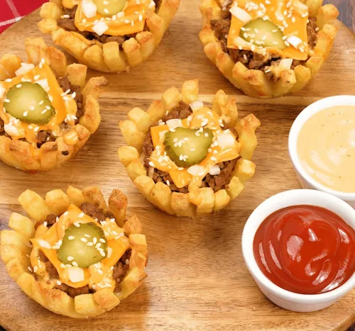 Cheeseburger Chip Cups