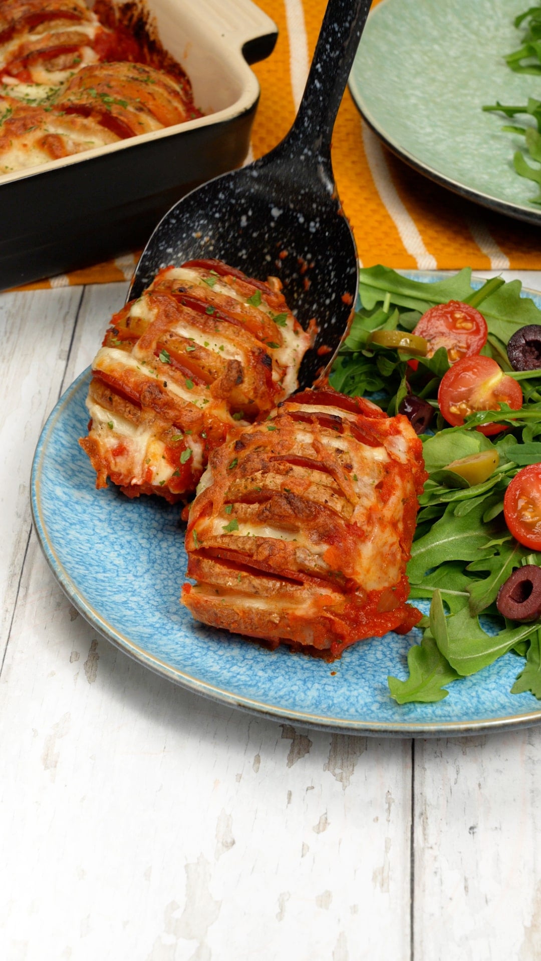 Cheesy Hasselback Potato Bake
