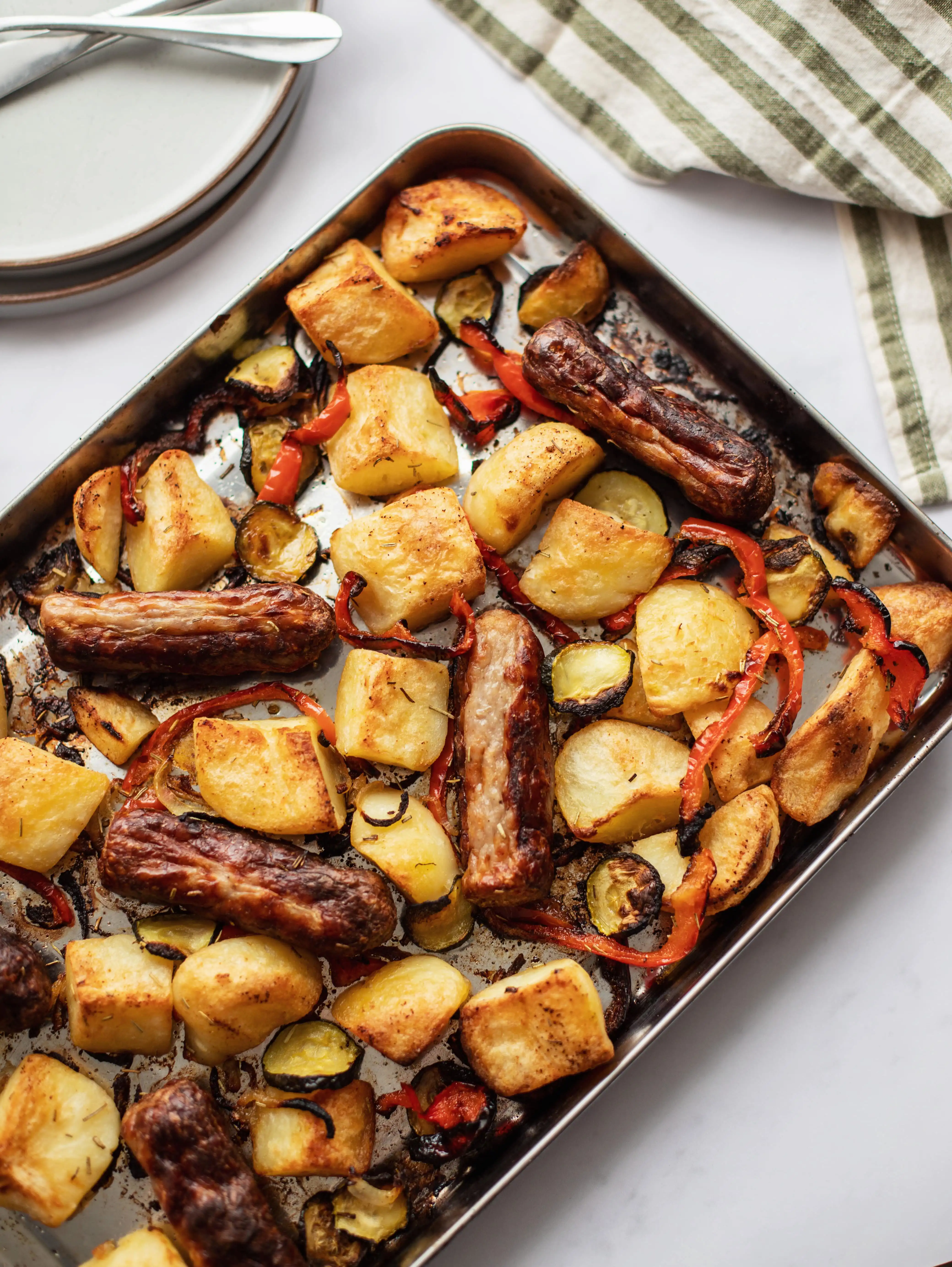 Sausage And Roasts Traybake