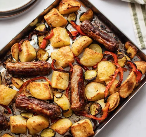 Sausage and Roasts Traybake