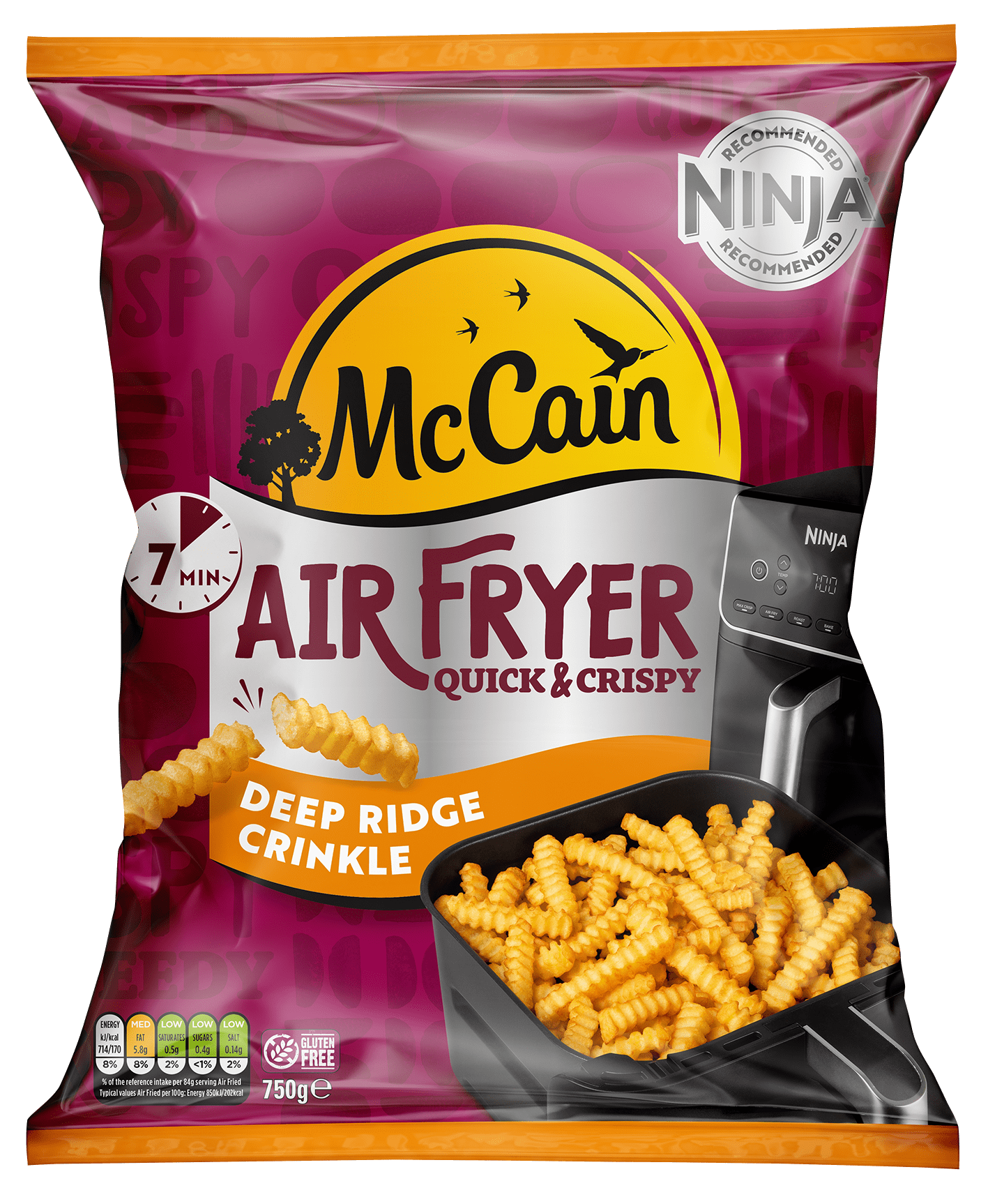 Air Fryer Deep Ridge Crinkle Cut Chips Pack Shot
