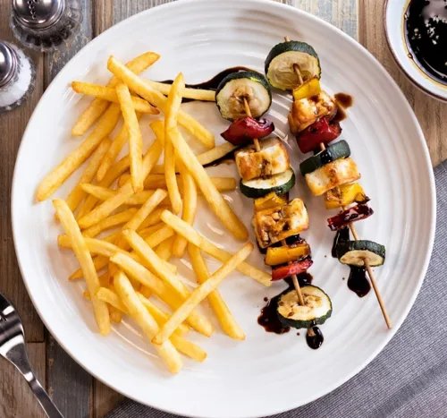 Korean BBQ Skewers with Fries