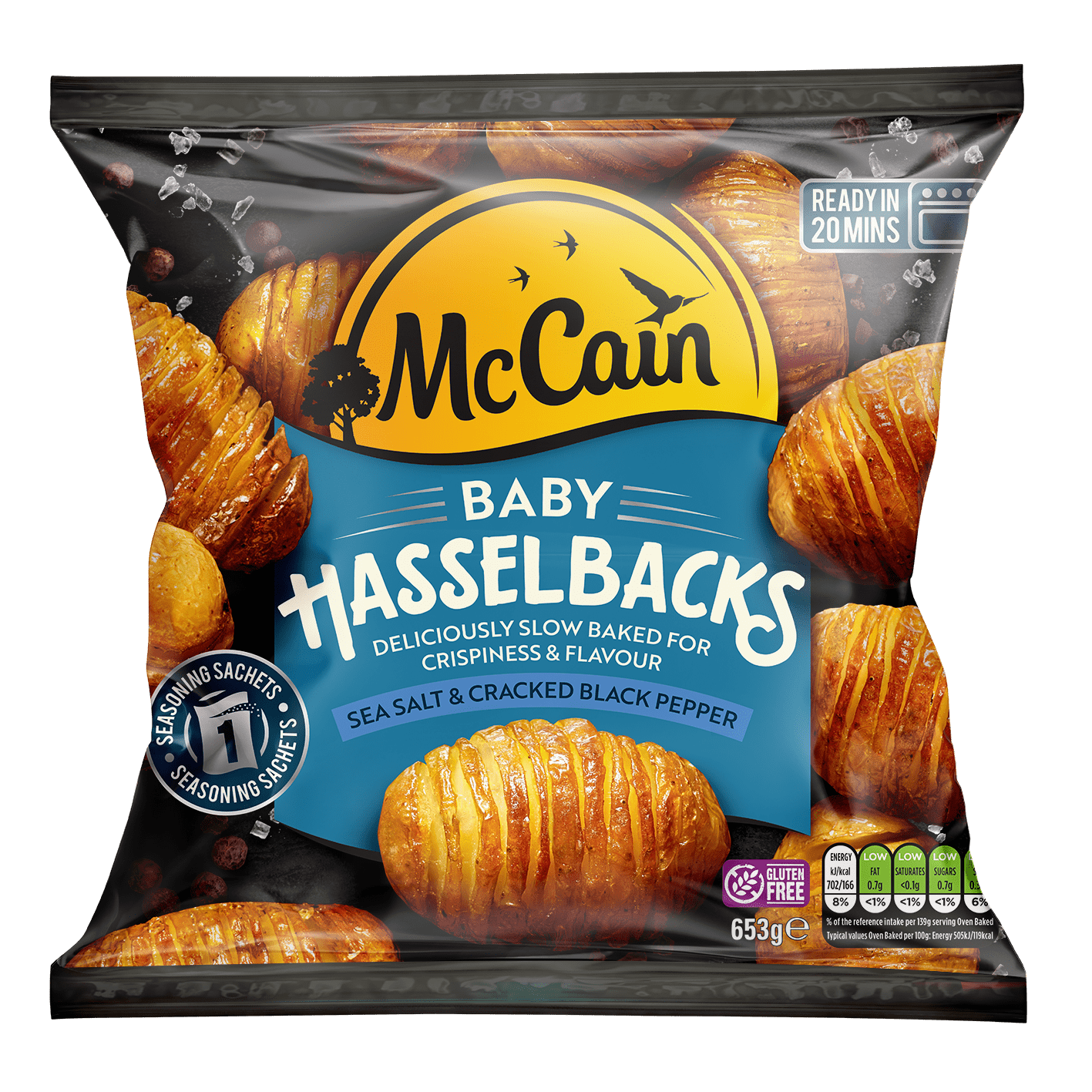 Baby Hasselback Potatoes Salt & Pepper Pack Shot