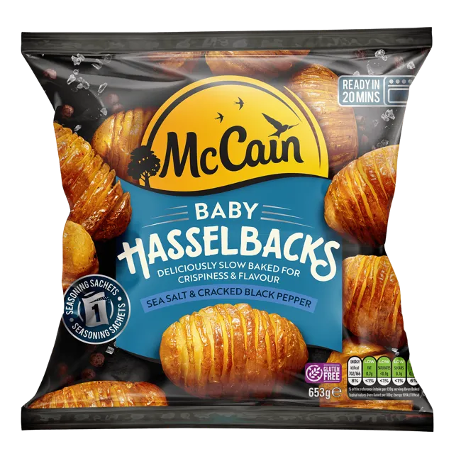 Baby Hasselback Potatoes Salt & Pepper Pack Shot