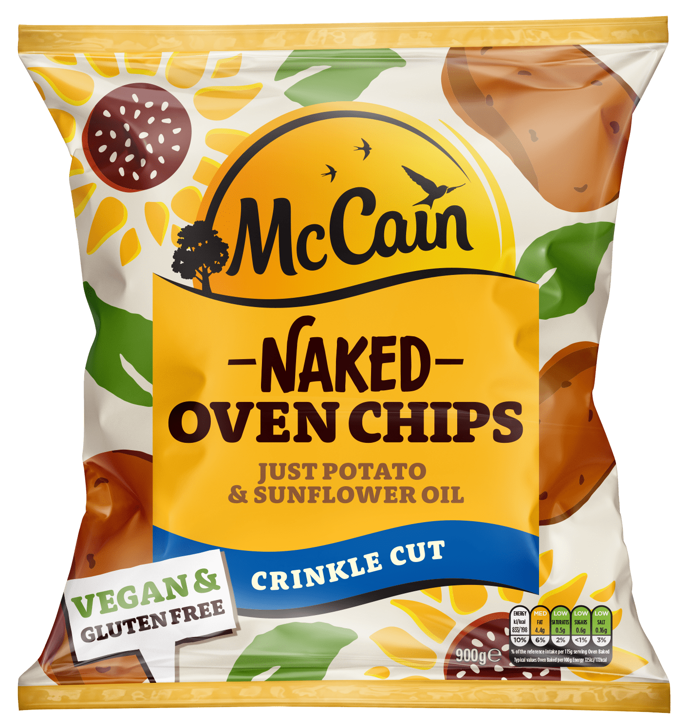 Naked Oven Chips Crinkle Cut Pack Shot