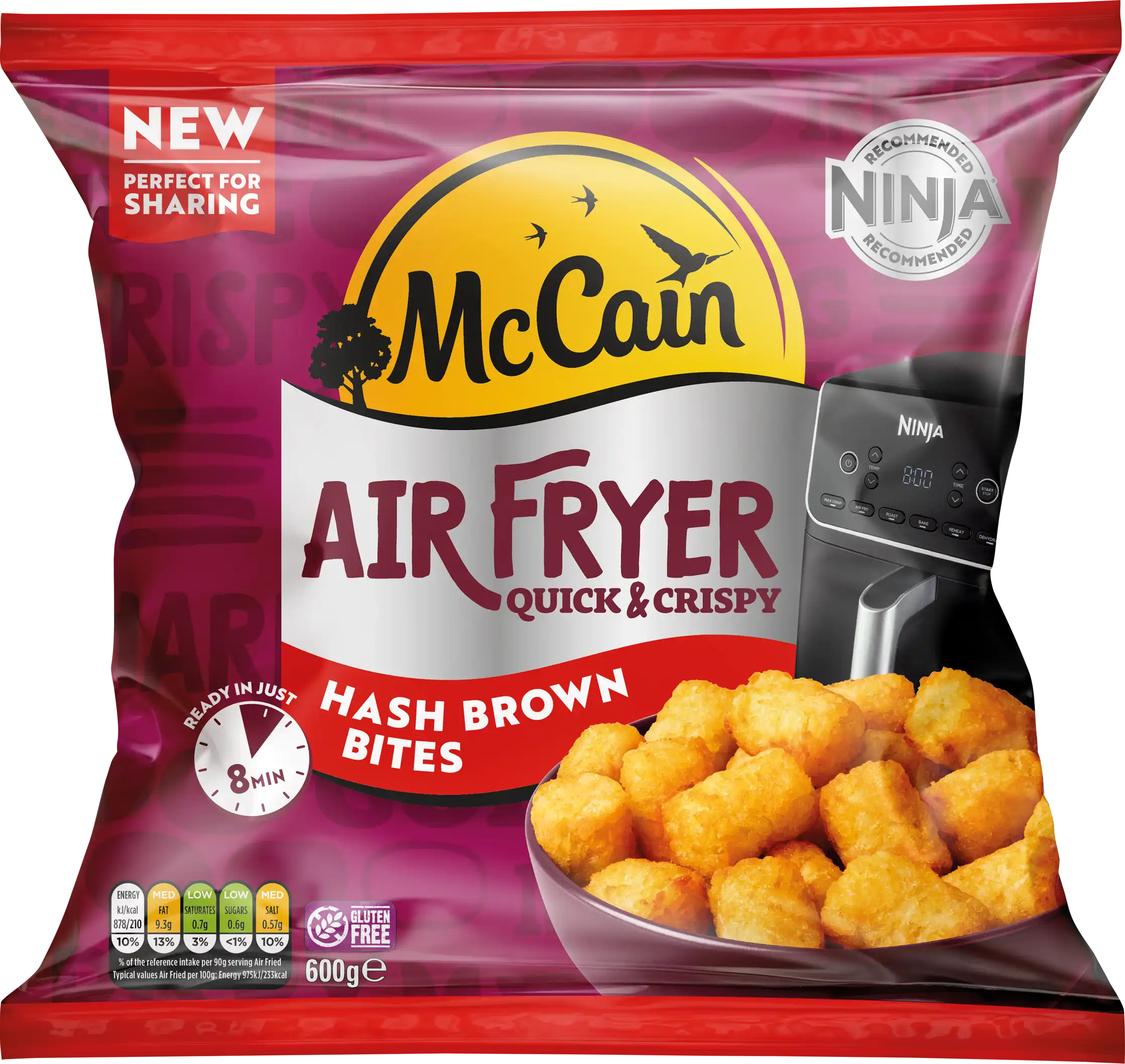 packshot of McCain air fryer hash brown bites 