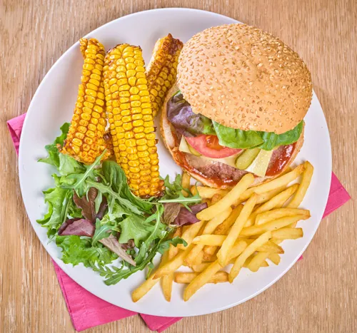 Smashed Cheeseburger and Fries