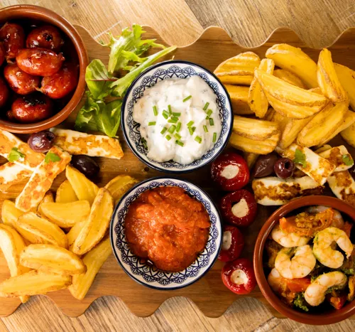 Mediterranean Sharing Board with Crispy Dippers