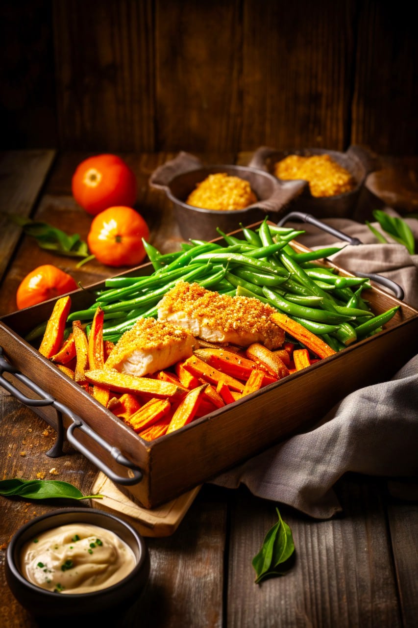 One Tray Chicken Tenders with Sweet Potato Fries